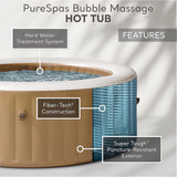 Intex: PureSpa: Sahara Tan Inflatable Hot Tub Set – 6 Person – 85″ Round Outdoor Heated Bubble Spa, Jet Massage, Cover, Hard Water Treatment System image 1