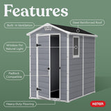 Keter Manor 4×6 Resin Outdoor Storage Shed Kit-Perfect to Store Patio Furniture, Garden Tools Bike Accessories, Beach Chairs and Lawn Mower, Grey & White image 2