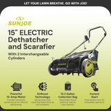 Sun Joe AJ805E 13A Electric Dethatcher & Scarifier, 15 in. image 1