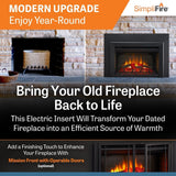 SimpliFire 30-In Electric Fireplace Insert with LED Flame and Multi-Color Ember Bed image 2