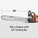 Husqvarna 460 Rancher Gas Chainsaw 24″ 60.3cc 3.6HP, Auto Oil Pump image 1