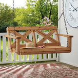 Cedar Farmhouse Porch Swing Light Brown image 3