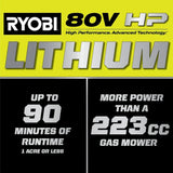 RYOBI 80v Hp brushless 30″ self-propelled dual-blade lawn mower kit image 14