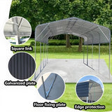 11x19FT Heavy Duty Metal Carport | Galvanized Outdoor Shelter for Cars, Boats & Parties image 1