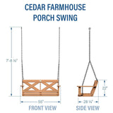 Cedar Farmhouse Porch Swing Light Brown image 2