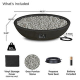 Real Flame 48.25 in. x 28.25 in. Riverside Oval Propane Gas Fire Bowl, Shale image 3