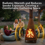 Sunnydaze 70″ Rust Patina Finish Steel Wood-Burning Chiminea with Spark Screen image 3