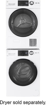 GE – 2.4 Cu. Ft. High Efficiency Stackable Front Load Washer with Steam and Sanitize – White image 1
