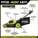 RYOBI 40v Hp brushless 21″ self-propelled AWD dual-blade mower kit image 3