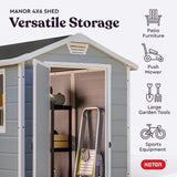 Keter Manor 4×6 Resin Outdoor Storage Shed Kit-Perfect to Store Patio Furniture, Garden Tools Bike Accessories, Beach Chairs and Lawn Mower, Grey & White image 3