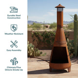 Sunnydaze 70″ Rust Patina Finish Steel Wood-Burning Chiminea with Spark Screen image 4