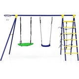 Ultimate 5-In-1 Outdoor Kids Swing Set with Sturdy A-Frame Metal Construction and Secure Ground Stakes image 0