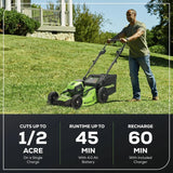 Greenworks 80V 21″ Cordless Self-Propelled Lawn Mowers. image 2